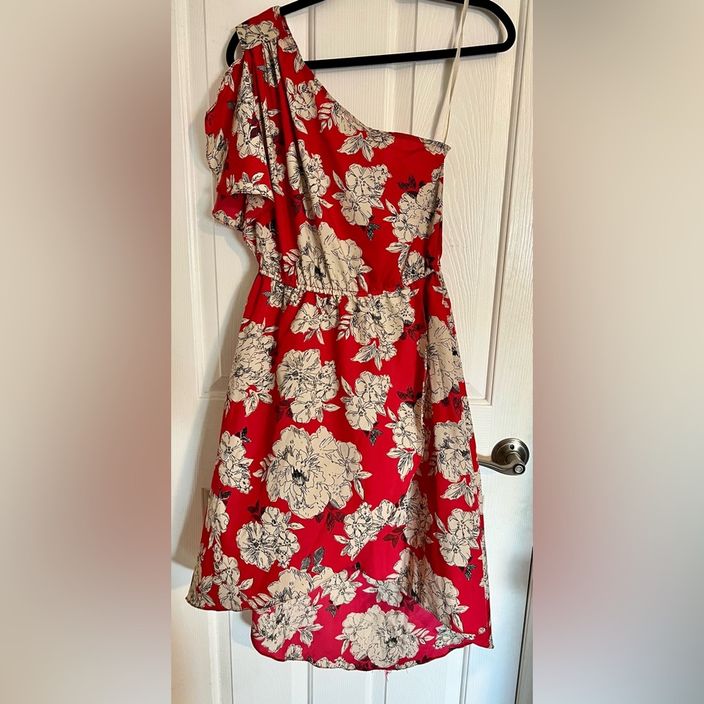 One Shoulder floral high-low dress